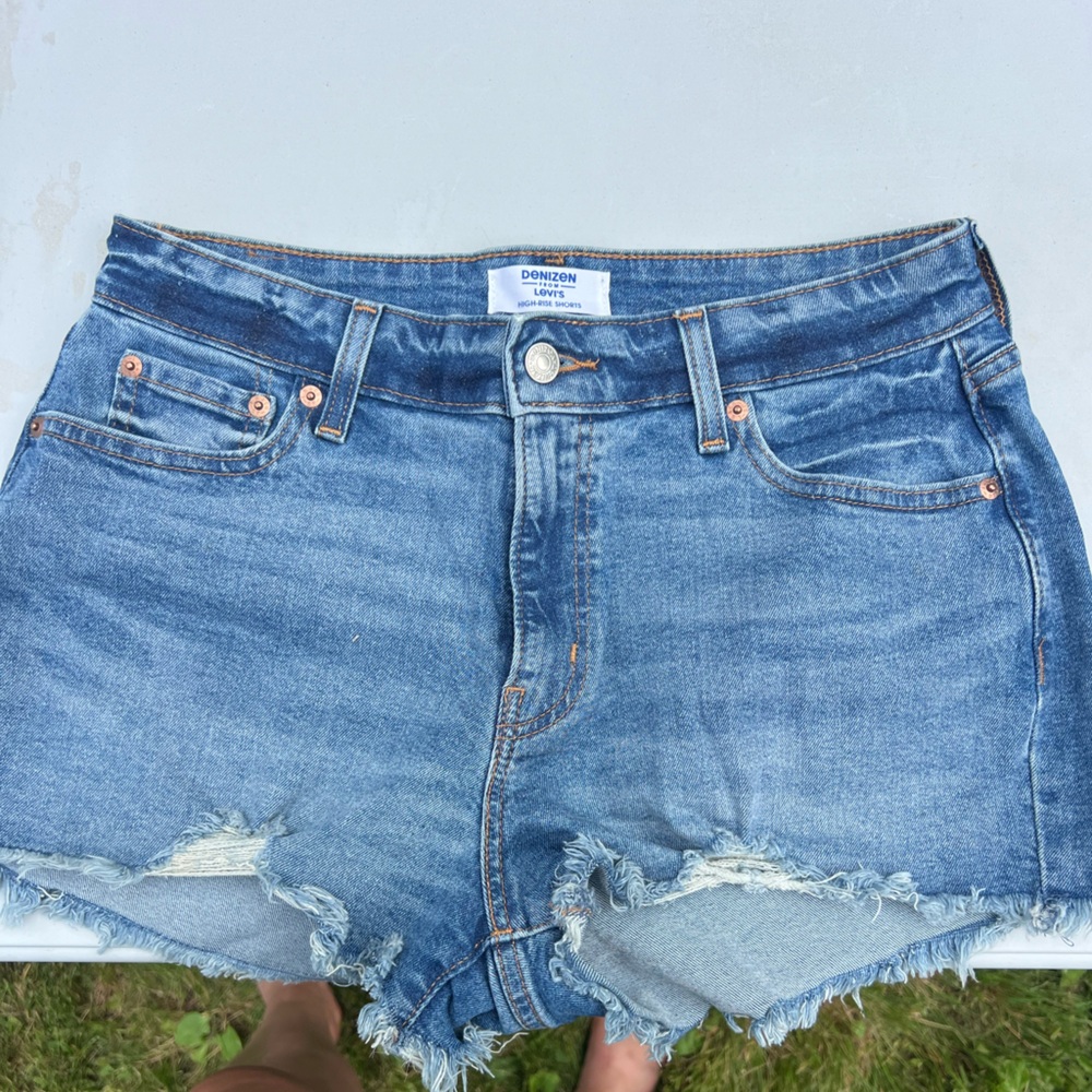 Denizen from Levi's Blue Jean Shorts Raw Hem